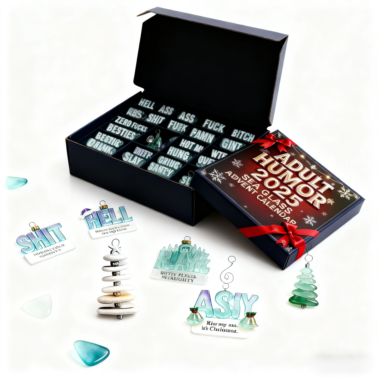 🌊🎄Limited Edition🎁 Adult Humor 2025 Sea Glass Advent Calendar 24 Days. 24 Laughs. 100% Christmas Spirit.