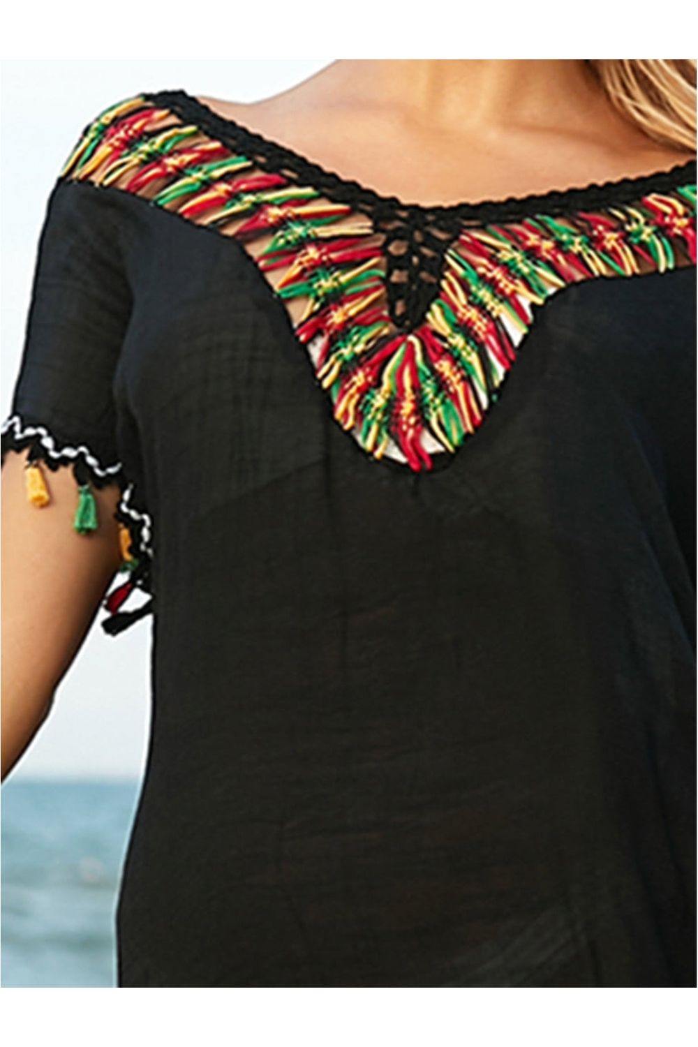 V-Neck Short Sleeve Cover Up