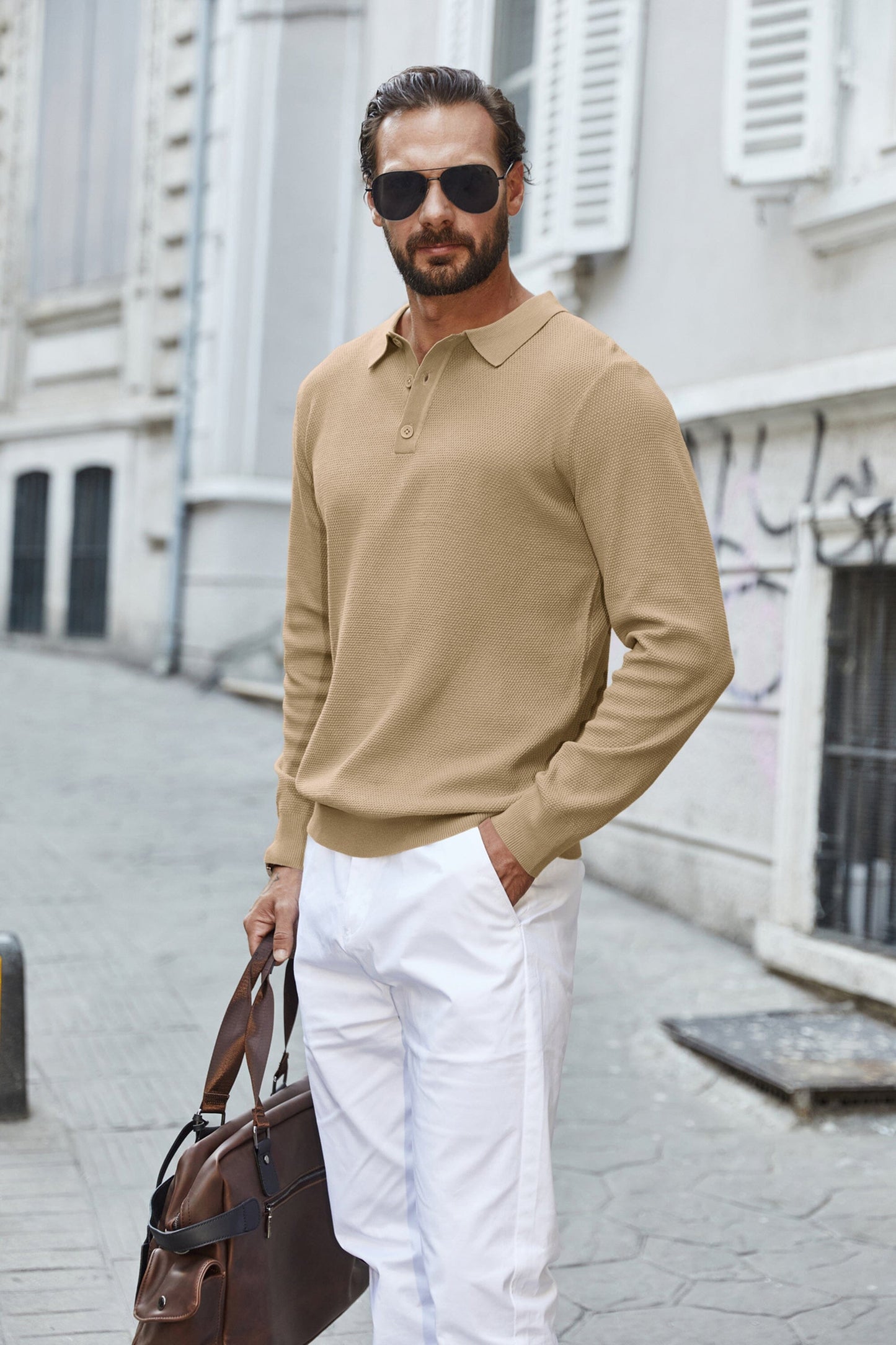 Casual Stretch Polo Sweater Shirt