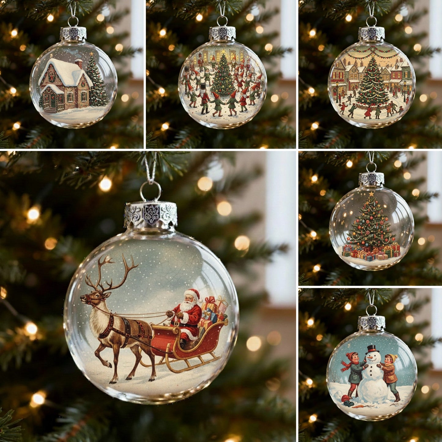 🔥Last Day 49% OFF - Vintage Christmas Scene Bulb Ornaments