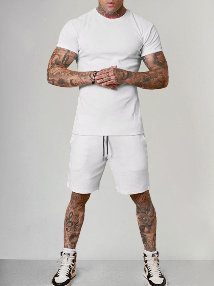 Solid Color Short Sleeve Casual Set