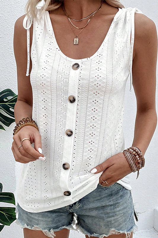 Solid Color U Neck Drawstring Casual Tops