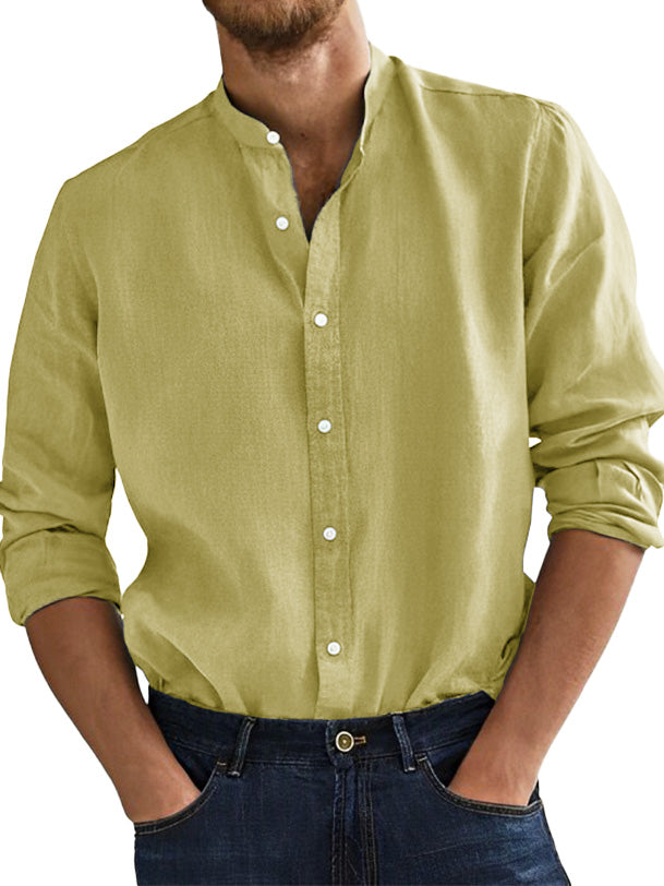 Men's Fashion Business Comfortable Stand-up Collar Long-sleeved Shirt