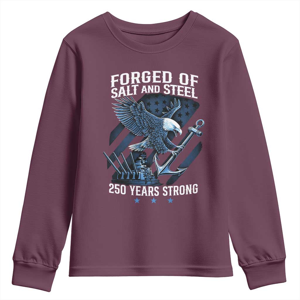 250th Anniversary Youth Sweatshirt Forged Of Salt And Steel 250 Years Strong