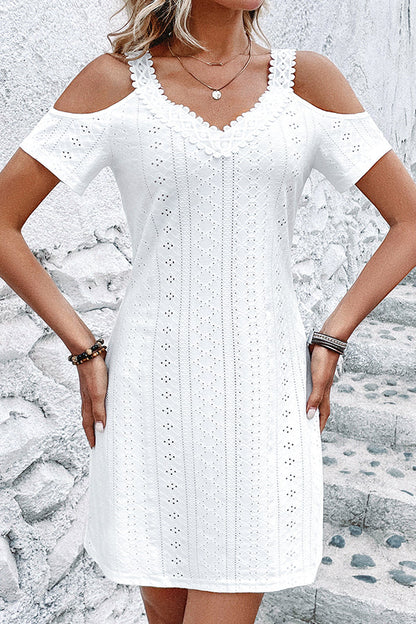 Lace Patchwork Solid Casual Mini Dress