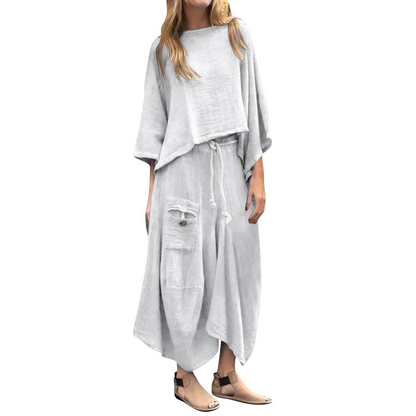 women's casual solid color loose skirt two-piece suit