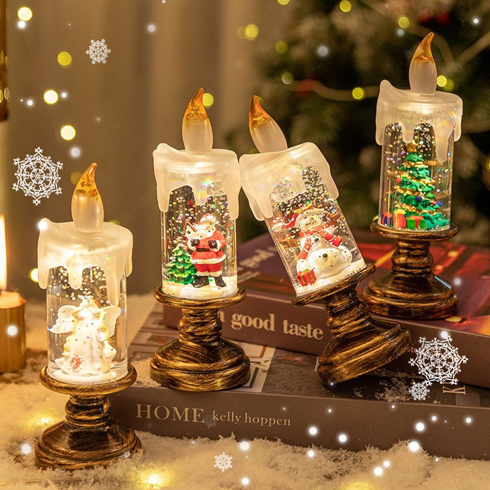 Christmas Flameless Candles, Flickering Flameless Candles with Timer, Christmas LED Candles Battery Operated(8.1" H x 3.7" W x 3.7" D)