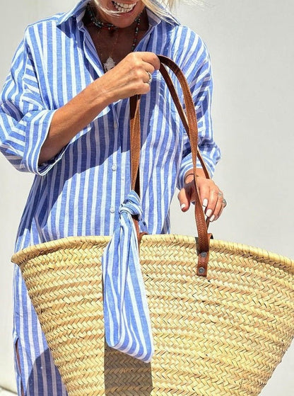 Hot Sale 48% OFF✨Classic Striped Lace-Up Shirt Dress