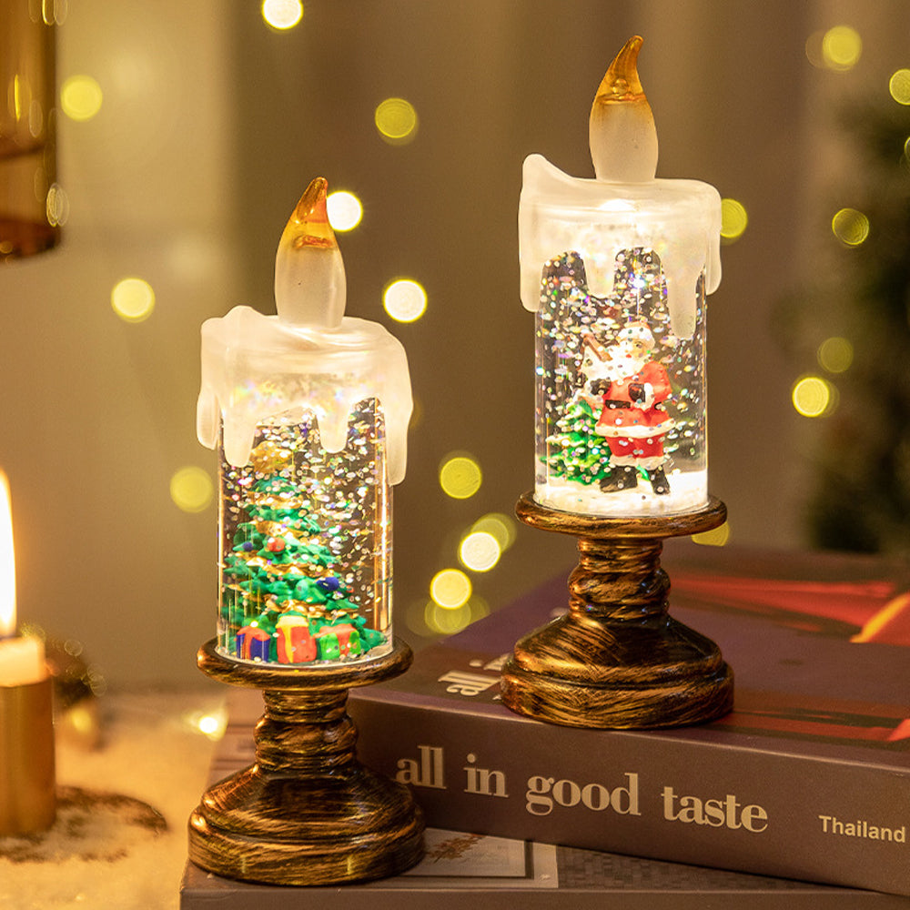 Christmas Flameless Candles, Flickering Flameless Candles with Timer, Christmas LED Candles Battery Operated(8.1" H x 3.7" W x 3.7" D)