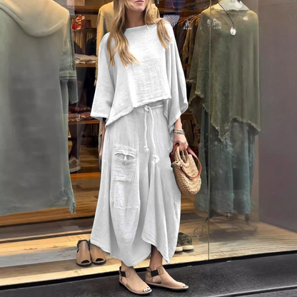 women's casual solid color loose skirt two-piece suit