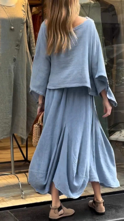 women's casual solid color loose skirt two-piece suit