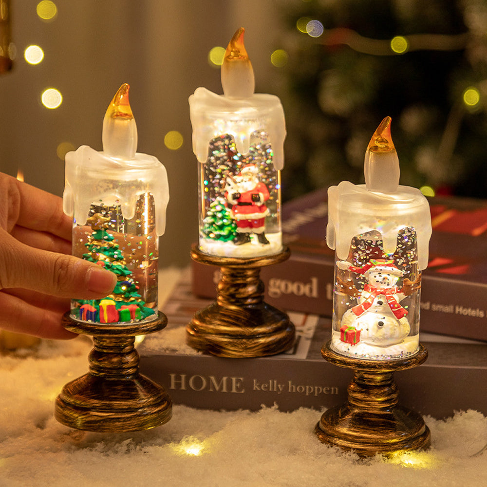 Christmas Flameless Candles, Flickering Flameless Candles with Timer, Christmas LED Candles Battery Operated(8.1" H x 3.7" W x 3.7" D)