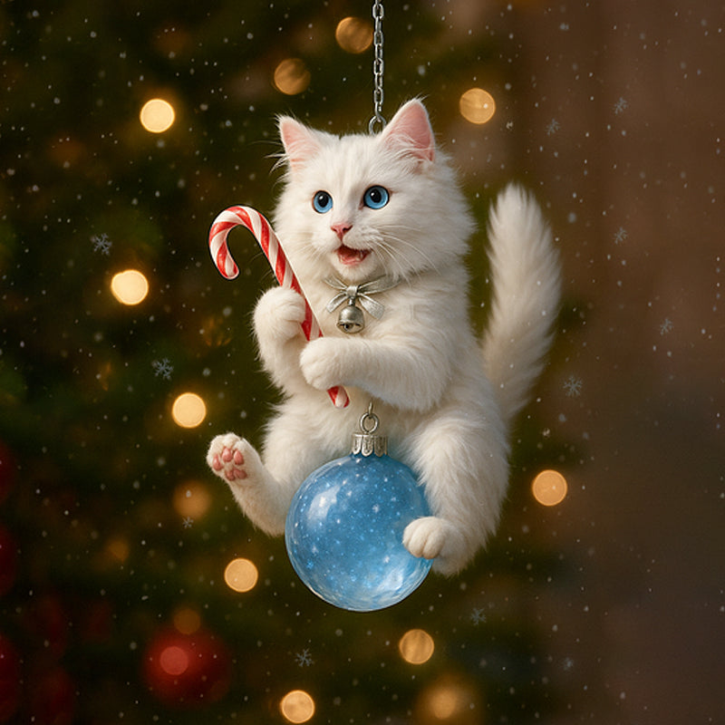 Cute Cat Christmas Tree Ornament - Festive Feline Fun for Your Tree