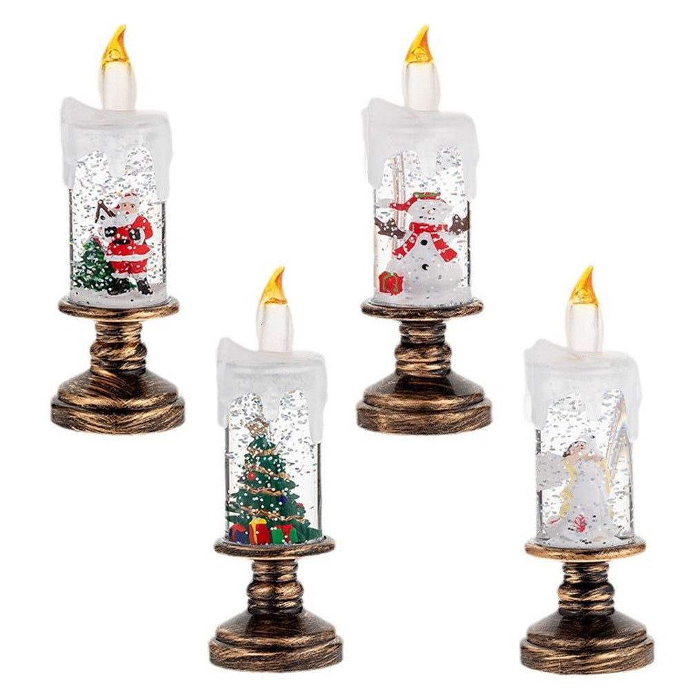 Christmas Flameless Candles, Flickering Flameless Candles with Timer, Christmas LED Candles Battery Operated(8.1" H x 3.7" W x 3.7" D)
