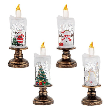 Christmas Flameless Candles, Flickering Flameless Candles with Timer, Christmas LED Candles Battery Operated(8.1" H x 3.7" W x 3.7" D)