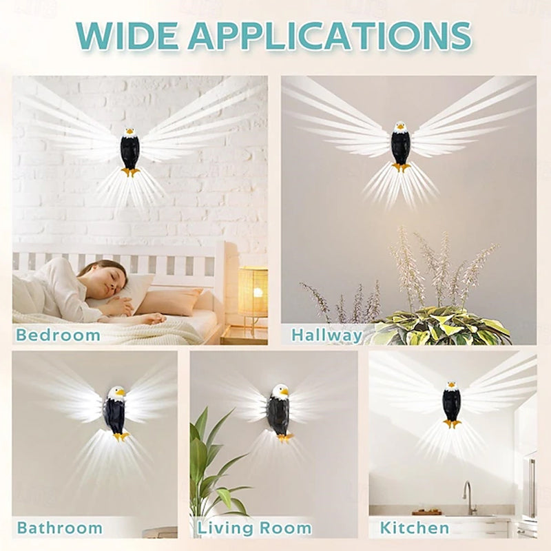 Bald Eagle Projection Wall Lamp LED Bedside Night Light, Creative Wall Mounted Home Decor Light