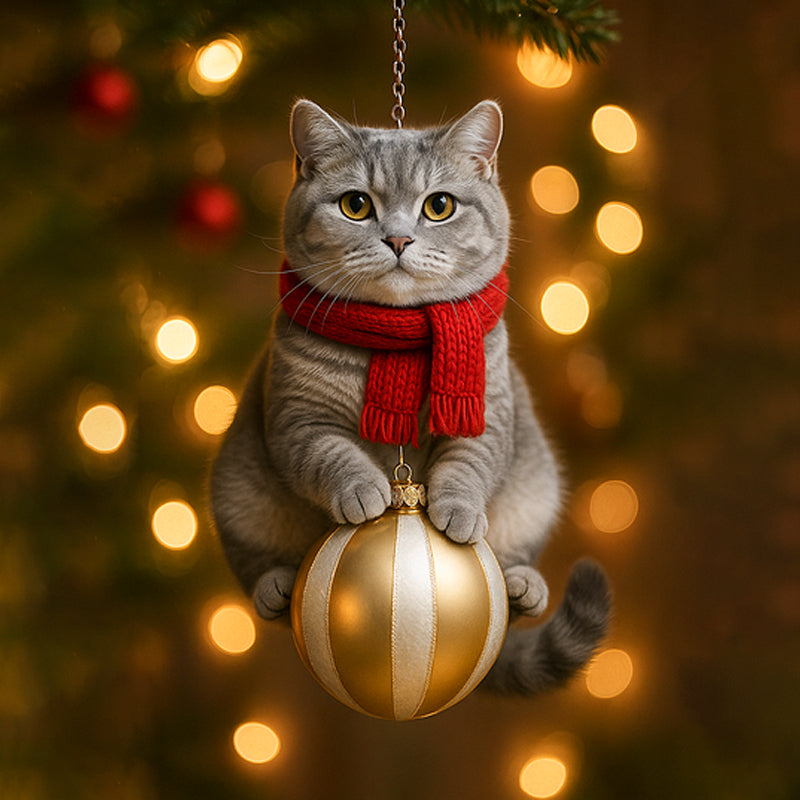 Cute Cat Christmas Tree Ornament - Festive Feline Fun for Your Tree