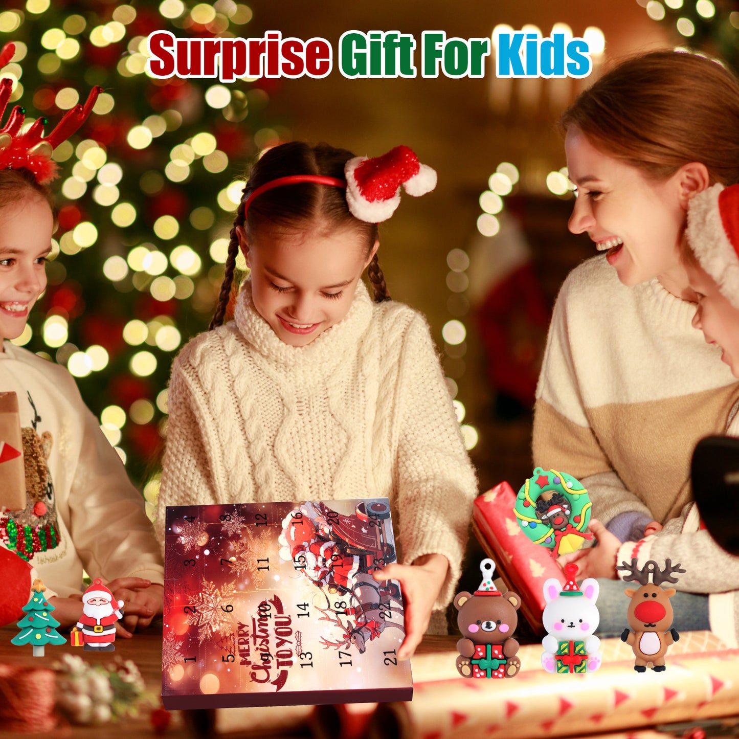 Christmas Advent Calendar Gift Box with 24 Surprises | Holiday Figures & Ornaments