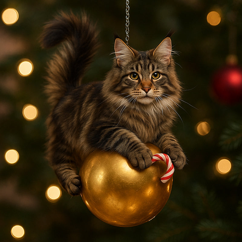 Cute Cat Christmas Tree Ornament - Festive Feline Fun for Your Tree