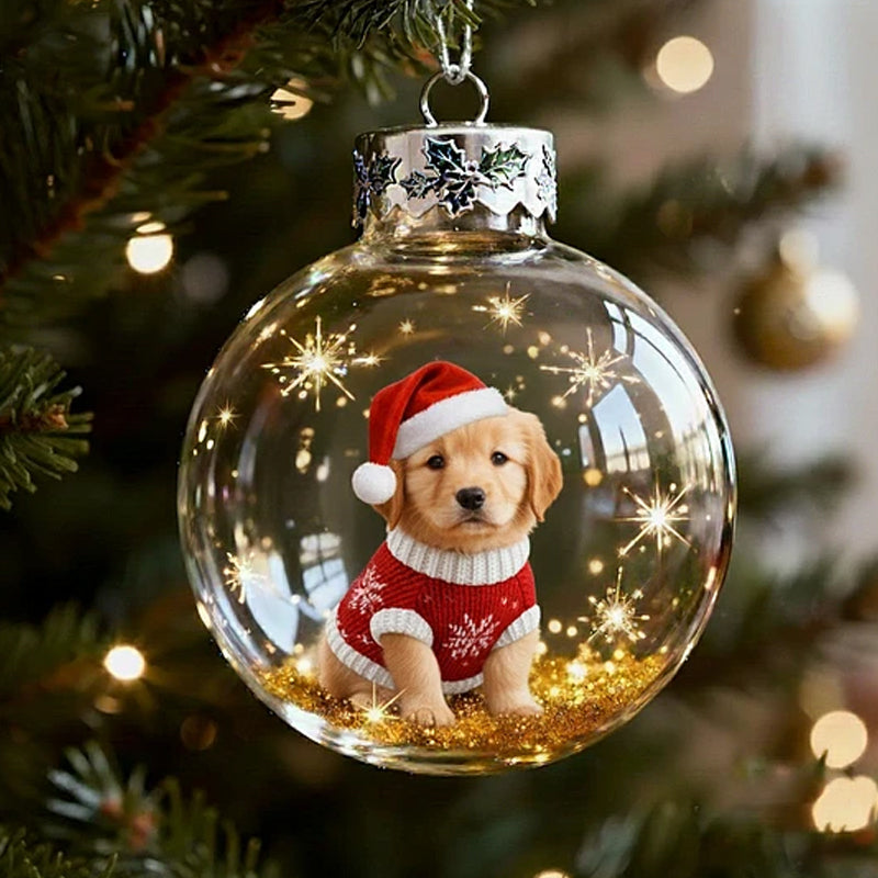 🐕🎄 Christmas Dog Snow Globe Ornaments