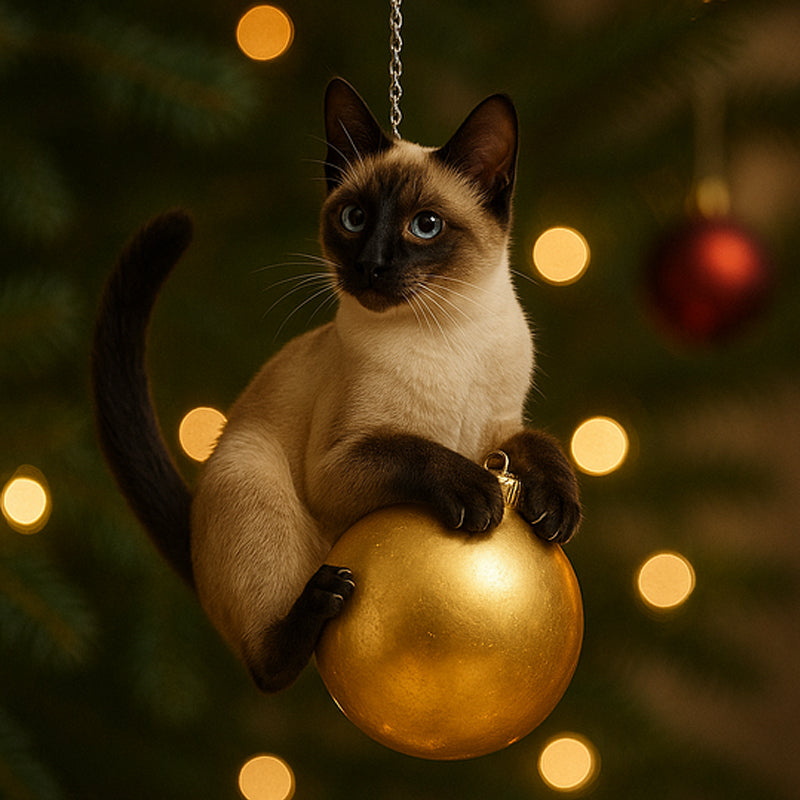 Cute Cat Christmas Tree Ornament - Festive Feline Fun for Your Tree