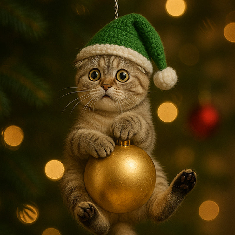 Cute Cat Christmas Tree Ornament - Festive Feline Fun for Your Tree