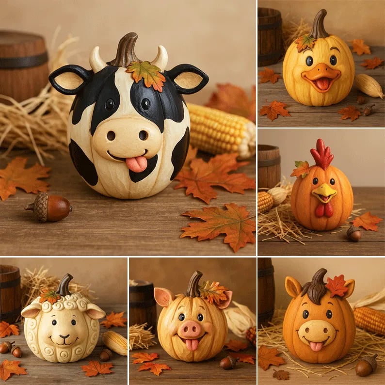 Farm Animal Pumpkin Figurines