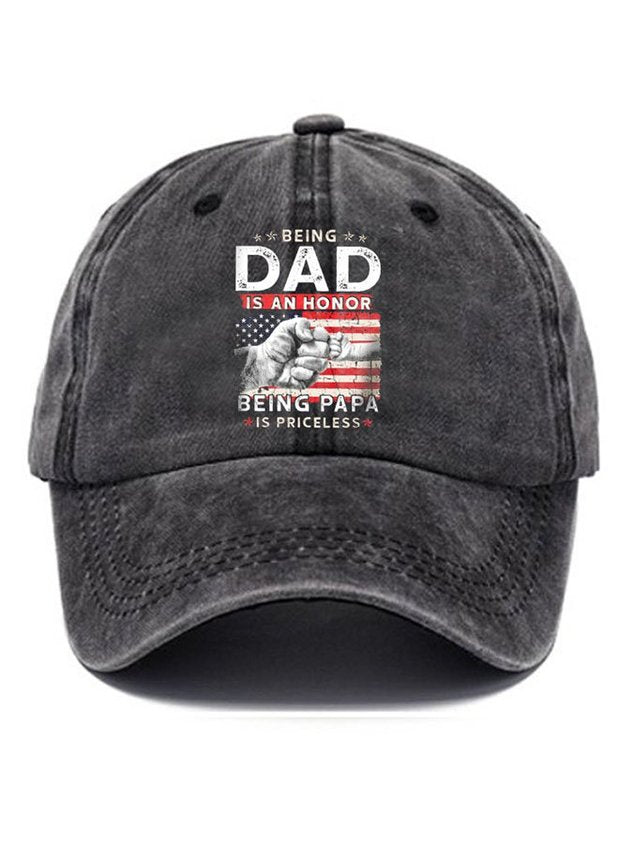 Men's American Flag Being Dad Is An Honor Being Papa Baseball Cap