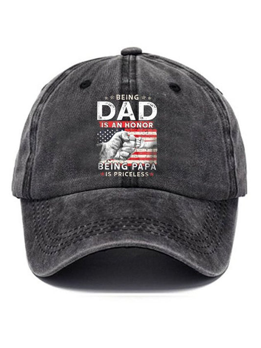 Men's American Flag Being Dad Is An Honor Being Papa Baseball Cap
