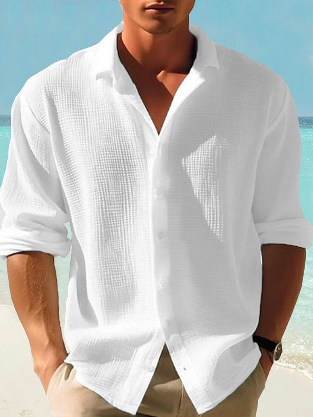 Retro Basics Quick Drying Seersucker Men's Button Long Sleeve Shirt Big & Tall