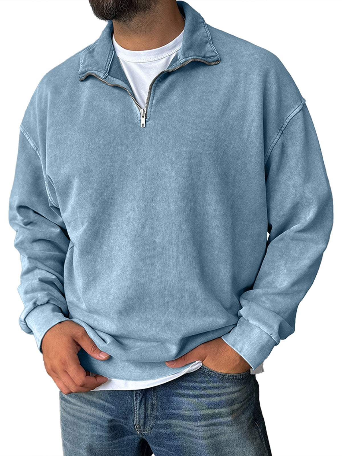 🔥Men's Fashionable Retro Half-zip Stand Collar Casual Sweatshirt (100% Cotton)