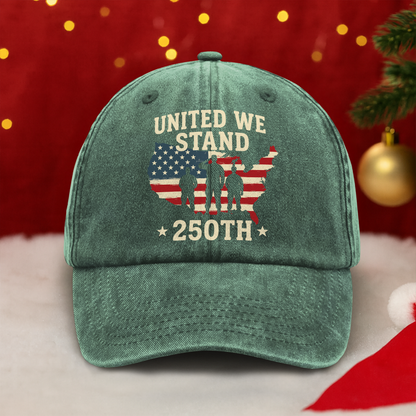 United We Stand 250th Anniversary USA Veteran Washed Denim Baseball Cap