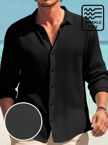 Retro Basics Quick Drying Seersucker Men's Button Long Sleeve Shirt Big & Tall