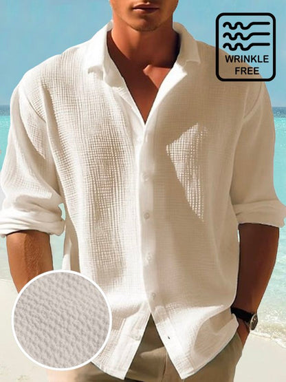 Retro Basics Quick Drying Seersucker Men's Button Long Sleeve Shirt Big & Tall