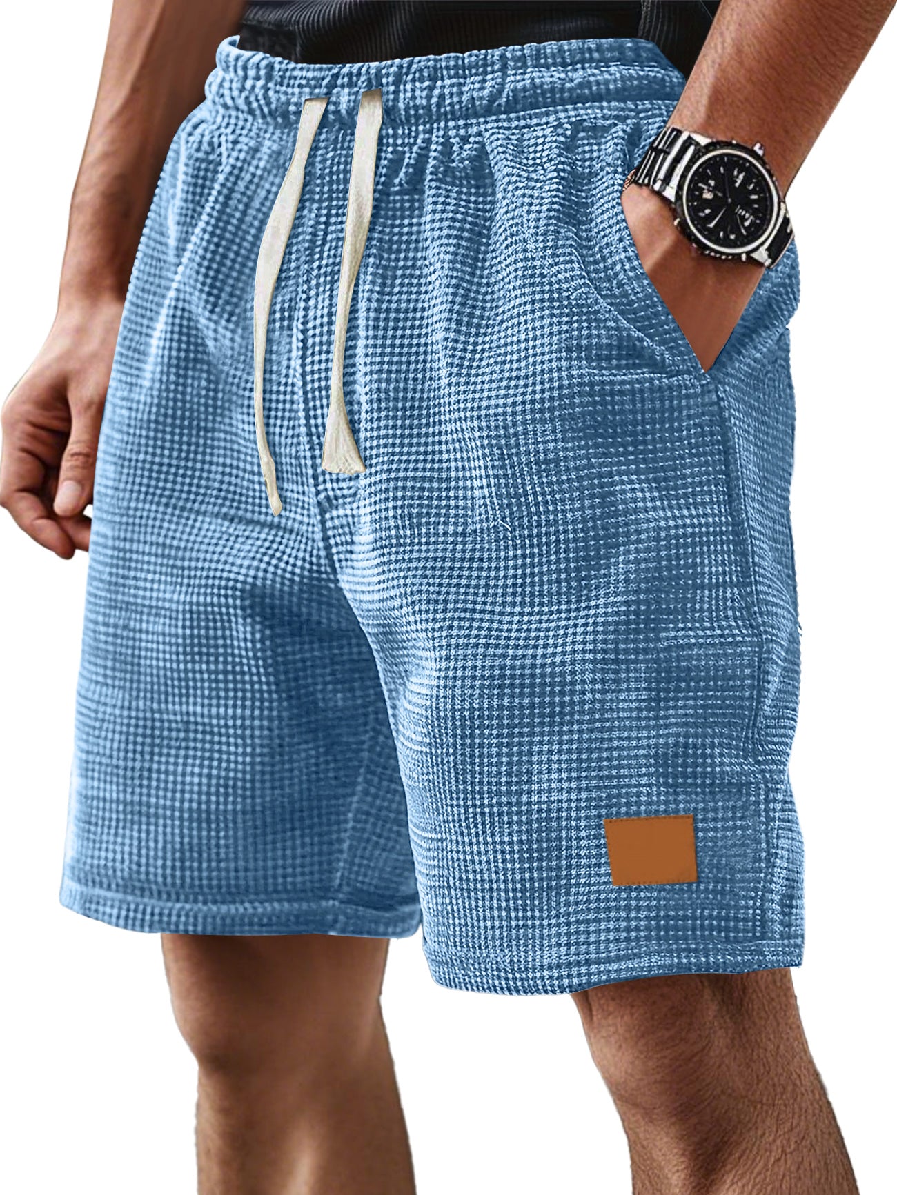 Men's Everyday Corduroy Waffle Casual Loose Drawstring Comfort Shorts