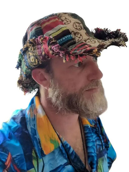 🔥Last Day 49% OFF -🎩Patchwork multicolored mushroom Hemp Hat with hidden pocket fedorahats