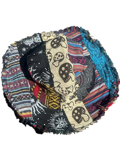 🔥Last Day 49% OFF -🎩Patchwork multicolored mushroom Hemp Hat with hidden pocket fedorahats