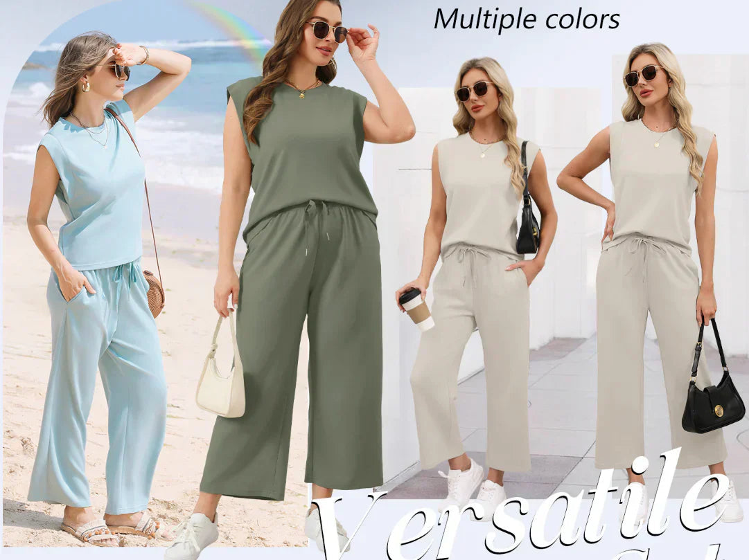 💕2025 Hot Sale 49% OFF🔥2025 New Women's  Sleeveless Top & Wide-Leg Pants 2-Piece Set