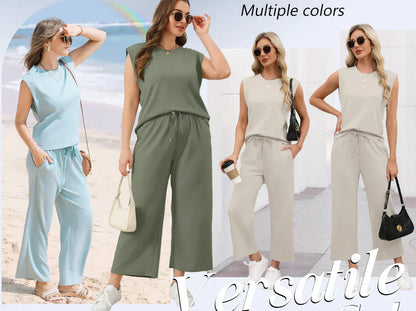 💕2025 Hot Sale 49% OFF🔥2025 New Women's  Sleeveless Top & Wide-Leg Pants 2-Piece Set