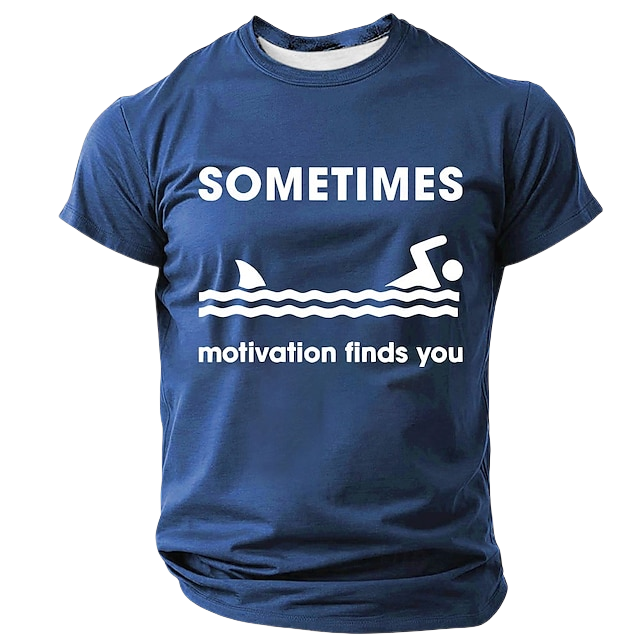 Men's Sometimes Motivation Finds You Funny T Shirt Short Sleeve T shirt 3D Print Crew Neck Shirt Fashion Daily Basic Street Casual Daily Black Red Blue Summer Spring All Seasons Clothing Apparel