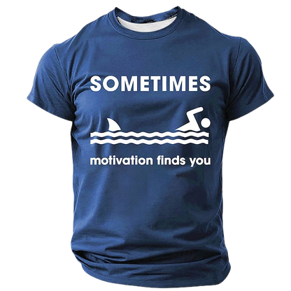 Men's Sometimes Motivation Finds You Funny T Shirt Short Sleeve T shirt 3D Print Crew Neck Shirt Fashion Daily Basic Street Casual Daily Black Red Blue Summer Spring All Seasons Clothing Apparel