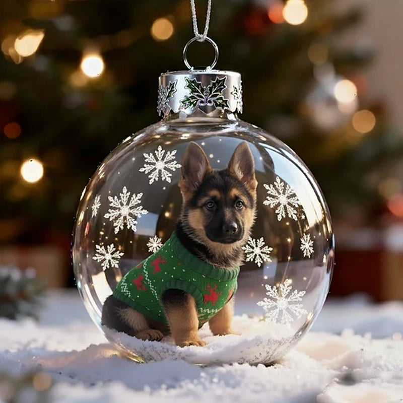 🐕🎄 Christmas Dog Snow Globe Ornaments