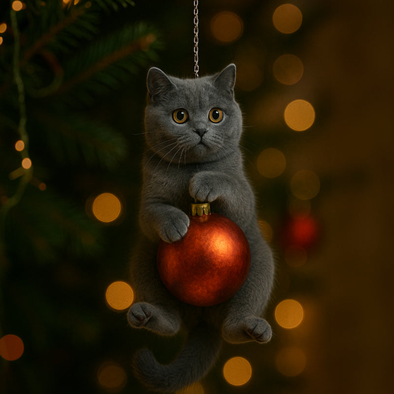 Cute Cat Christmas Tree Ornament - Festive Feline Fun for Your Tree
