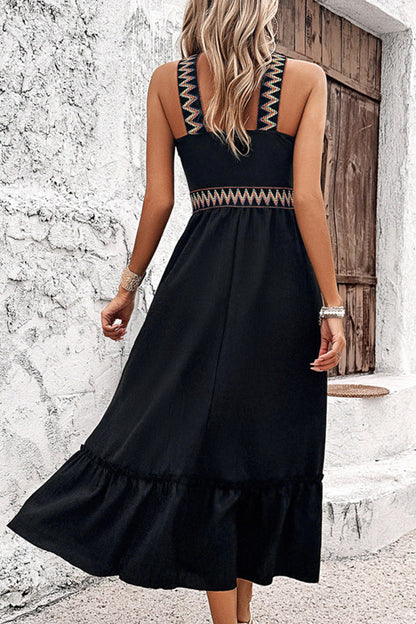 Solid Color Patchwork Side Slit Dress