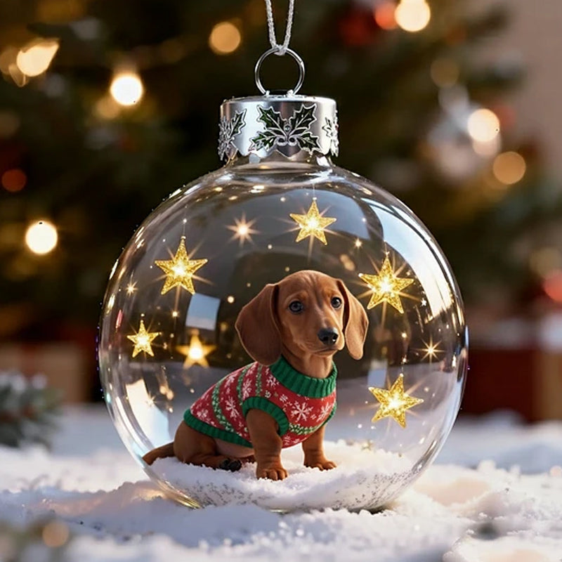 🐕🎄 Christmas Dog Snow Globe Ornaments