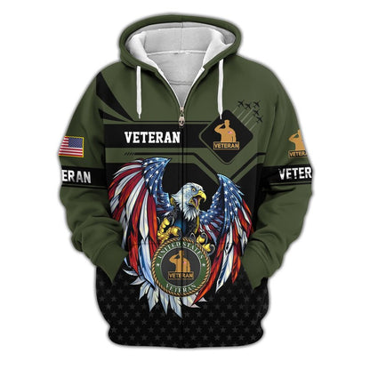Premium US Veterans Zip Hoodie, Gifts For US Veterans, Veterans Day.