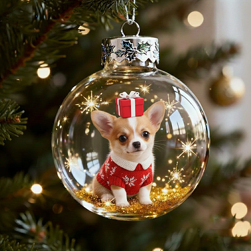 🐕🎄 Christmas Dog Snow Globe Ornaments