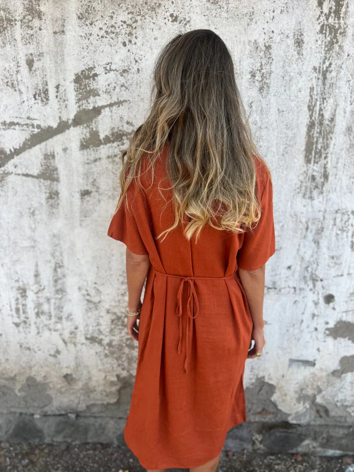 Spring and summer round neck fashion loose printed long dress robe