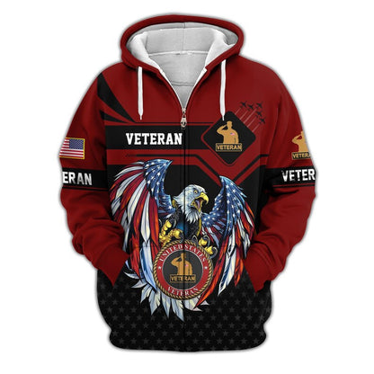 Premium US Veterans Zip Hoodie, Gifts For US Veterans, Veterans Day.