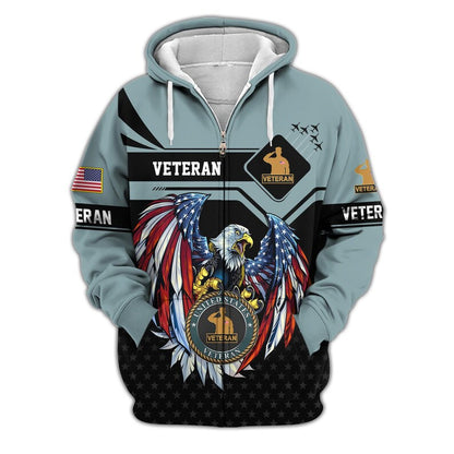 Premium US Veterans Zip Hoodie, Gifts For US Veterans, Veterans Day.